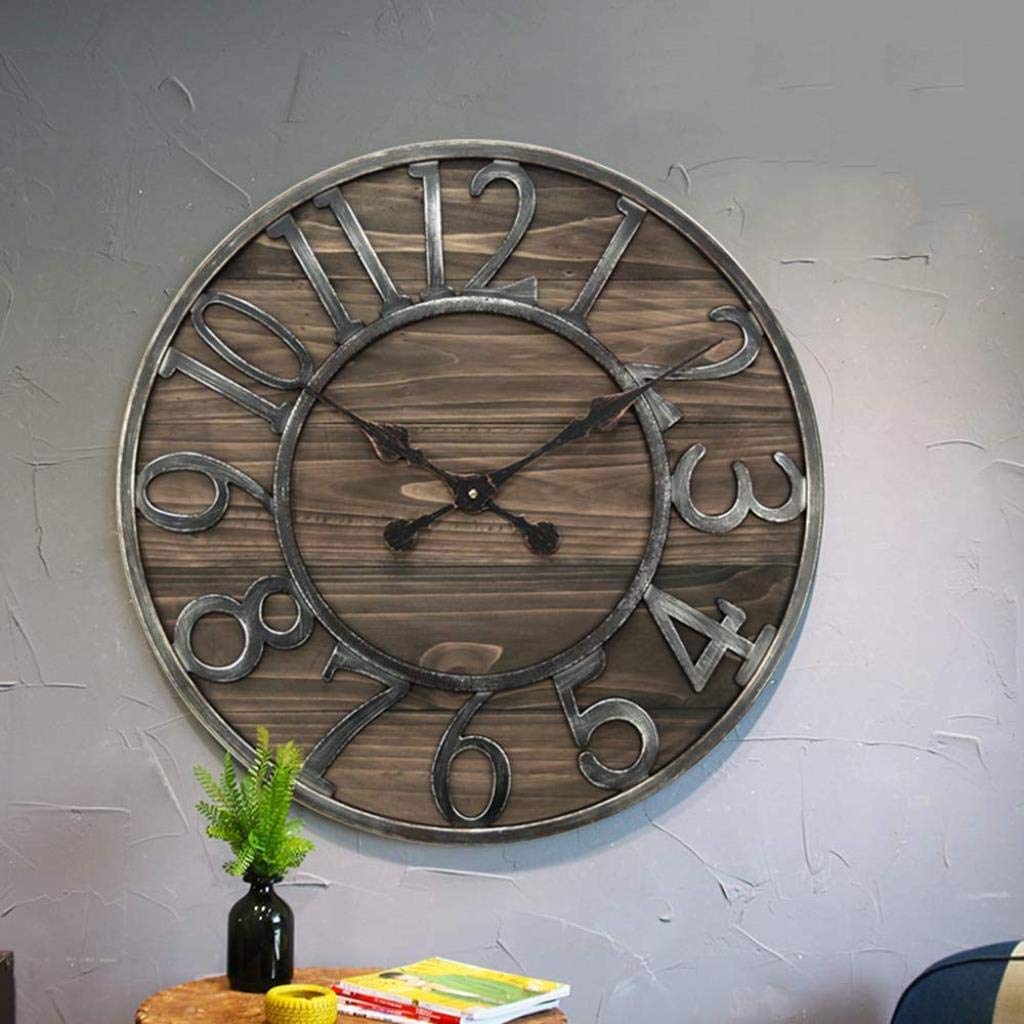 Amazon.co.jp: 壁掛け時計、レトロクリエイティブビッグウッド時計